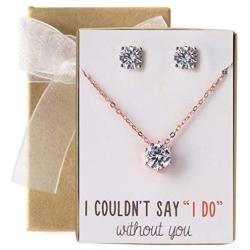 A+O Bridesmaid Gift - Cubic Zirconia Earring and Necklace Set