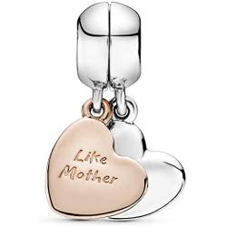 Pandora Jewelry Mother and Daughter Heart Split Dangle Pandora Rose and Sterling Silver Charm