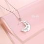 FLYOW Halloween Jewelry 925 Sterling Silver Moon and Pumpkin Pendant Necklace 18+2 inches