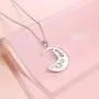 FLYOW Halloween Jewelry 925 Sterling Silver Moon and Pumpkin Pendant Necklace 18+2 inches