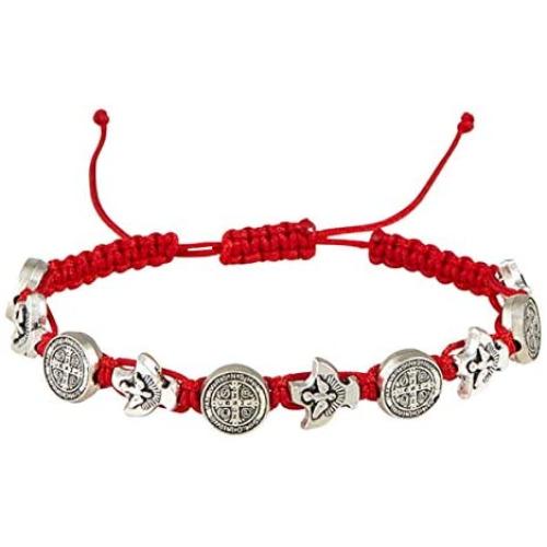 Autom Confirmation Bracelet St Benedict and Holy Spirit Dove Medal Accessory, 7 1/2 Inch
