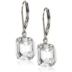 1928 Jewelry Silver-Tone Octagon Drop Earrings Made With Swarovski Crystals