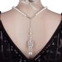 Crownguide Delicate Pearl Bridal Jewelry Set for Women Wedding Pearls Crystal Bridal Necklace and Earring Set