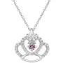 In Season Jewelry Rhodium Plated Princess Crown Pendant Pink Clear Crystal Girls Kids Necklace 16'' In Season Jewelry Rhodium Plated Princess Crown Pendant Pink Clear Crystal Girls Kids Necklace 16''