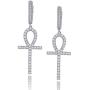 TOPGRILLZ Iced out 14K Gold Plated Dangle Cross Drop Hoop Earrings For Men Women CZ Style Fashion Jewelry Gift