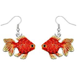DianaL Boutique Silvertone Rhodium Plated Beautiful Tropical Fish Goldfish Earrings Dangle with a Gift Box …