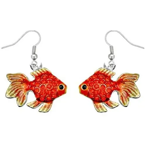 DianaL Boutique Silvertone Rhodium Plated Beautiful Tropical Fish Goldfish Earrings Dangle with a Gift Box … DianaL Boutique Silvertone Rhodium Plated Beautiful Tropical Fish Goldfish Earrings Dangle with a Gift Box …