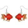DianaL Boutique Silvertone Rhodium Plated Beautiful Tropical Fish Goldfish Earrings Dangle with a Gift Box …