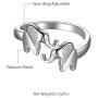 beautlace Two Elephant Adjustable Rings 18K Gold/Silver/Black Gun Plated Cute Double Elephant Animals Open Ring Jewelry for Women and Men KR0033