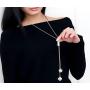 Z-Jeris Womens Crystal Flower Jewelry Tassel Pendant Long Chain Necklace