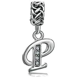 JMQJewelry Initials Letters A-Z Alphabet White Birthstone Charms for Bracelets Mom Wife Sister Grandma Daughter Gifts