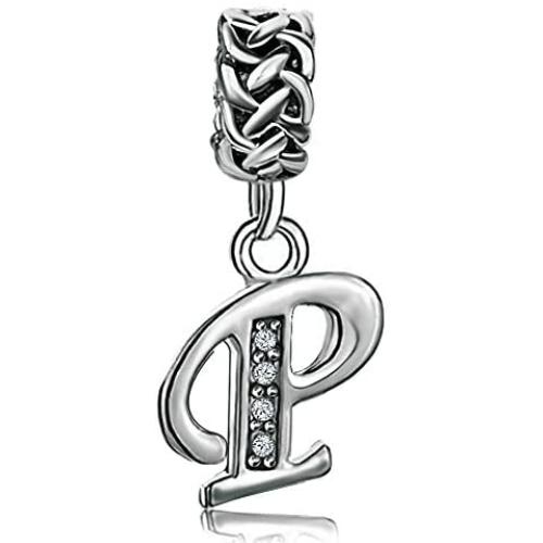 JMQJewelry Initials Letters A-Z Alphabet White Birthstone Charms for Bracelets Mom Wife Sister Grandma Daughter Gifts