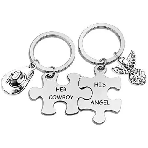 Eigso Valentines Day Couple Keychain Gift for Lover his and Hers Keychain Set Couples Keyring Puzzle Piece Keychain Couples his and Hers Keychain - HER Cowboy & HIS Angel (Cowboy/Angel KR) Eigso Valentines Day Couple Keychain Gift for Lover his and Hers Keychain Set Couples Keyring Puzzle Piece Keychain Couples his and Hers Keychain - HER Cowboy & HIS Angel (Cowboy/Angel KR)