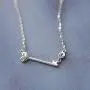 N+A Minimalist Heart Key Pendant 925 Sterling Silver Necklace for Women Girls Small Cute Love Bar Drop Link Charm Chain Adjustable Hypoallergenic Valentine Christmas Jewelry Gift