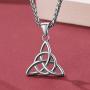 FaithHeart Triangle Celtic Knot Necklace Stainless Steel Vintage Irish Pendant Jewelry for Men Women with 24 Inch Chain (Silver/Gold)