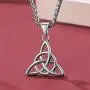 FaithHeart Triangle Celtic Knot Necklace Stainless Steel Vintage Irish Pendant Jewelry for Men Women with 24 Inch Chain (Silver/Gold)