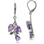 Silvershake 4.66ct. Genuine Amethyst 925 Sterling Silver Leaf Leverback Dangle Earrings