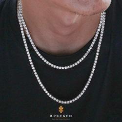 KRKC&CO Tennis Chain for Men, 14k Gold Chain for Men, Iced Out Chains Prong-Setting 5A Cubic Zirconia Stones Tennis Necklace, Hip Hop Jewelry for Rappers 3mm 4mm 5mm 6mm, 18 20 22 24 Inches