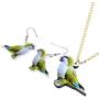 DUOWEI Acrylic Cute Monk Parakeet Parrot Bird Earrings and Necklace Set for Women Teens Girls Drop Dangle Pendant Jewelry Charms Gifts