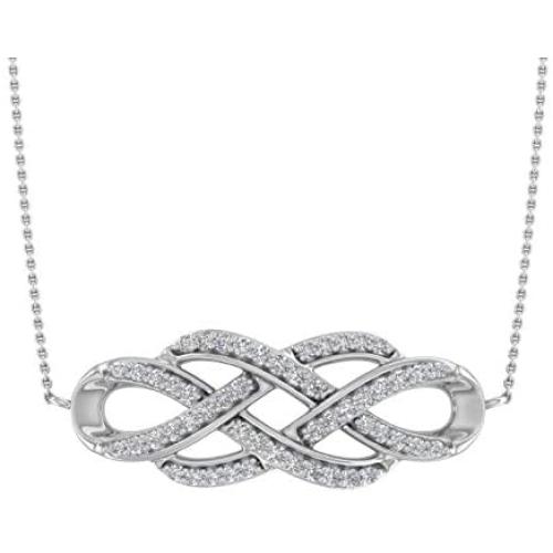 1/5 Carat Diamond Double Infinity Pendant Necklace in 925 Sterling Silver