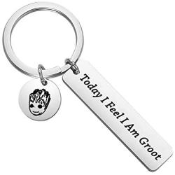 FAADBUK Funny Groot Inspired Keychain Today I Feel I Am Groot Jewelry Groot Lover Gift Galaxy Inspired Gift Gift for Friend Family