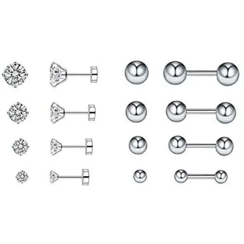 8Pairs 20g Ear Cartilage Helix Surgical Stainless Steel Tiny Ball Round Cubic Zirconia Stud Earrings for Women Men Tragus Barbell Flat Screw Backs Hypoallergenic Piercing Jewelry Set 3mm 4mm 5mm 6mm 8Pairs 20g Ear Cartilage Helix Surgical Stainless Steel Tiny Ball Round Cubic Zirconia Stud Earrings for Women Men Tragus Barbell Flat Screw Backs Hypoallergenic Piercing Jewelry Set 3mm 4mm 5mm 6mm