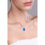 Gem Stone King Unisex 925 Sterling Silver 8MM Created Blue Opal Hand Of Hamsa Pendant with 18 Inch Silver Chain
