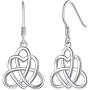 Silvora Celtic Knot Earrings for Women, Sterling Silver Vintage Triquetra Knot Ear Studs, S925 Delicate Irish Dangle Earrings for Girls