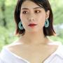 Statement Raffia Earrings Hoop Geometric Beaded Handmade Colorful Bohemian Dangle Earrings for Women Girls