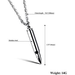 Minimalist Mens Bullet Choker Pendant Necklace for Men Women Boy Urn Cremation Prayer Stainless Steel Fashion Simple Bar Ash Memorial Bullet Chain Nice Gifts Jewelry