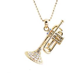 chelseachicNYC Crystal Dainty Jazz Trumpet Necklace