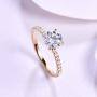 HAFEEZ CENTER 14K Gold 1ct Petite Shared Prong Comfort Fit D-E Color Moissanite Engagement Ring
