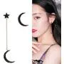 Black Moon Star Pendant Tassel Dangle Earrings Asymmetry Moon Planet Drop Stud Long Earrings Jewelry for Women Girls Black Moon Star Pendant Tassel Dangle Earrings Asymmetry Moon Planet Drop Stud Long Earrings Jewelry for Women Girls