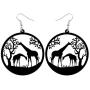 NEWEI Acrylic Hollow Big Round Circle African Giraffe Earrings For Women Dangle Drop Animal Jewelry Charm