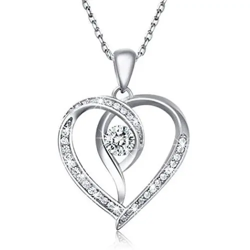 Van Chloe Women 925 Sterling Silver Necklace Love Heart Pendant Only You Cubic Zirconia Diamond White Gold Plated Necklace Jewelry Gifts for Women Girls 17.7''+ 1.77'' (Heart) (Heart) (Only You) Van Chloe Women 925 Sterling Silver Necklace Love Heart Pendant Only You Cubic Zirconia Diamond White Gold Plated Necklace Jewelry Gifts for Women Girls 17.7''+ 1.77'' (Heart) (Heart) (Only You)