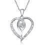 Van Chloe Women 925 Sterling Silver Necklace Love Heart Pendant Only You Cubic Zirconia Diamond White Gold Plated Necklace Jewelry Gifts for Women Girls 17.7''+ 1.77'' (Heart) (Heart) (Only You)
