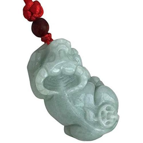 LOOPIG 1pc Myanmar Emerald Cattle Pendant Hand Carved Jade Stone Lucky Amulet Cow Necklace Jewelry