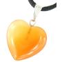 Big Heart Collection - 20mm Classic Red Agate Carnelian Orange - 20-22 inch Black Cord – Crystal Gemstone Carved Necklace Charm Handmade