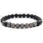 SEVENSTONE 2PCS Black Matte Onyx Prayer Beads Bracelet for Men Women Elastic Natural Stone SEVENSTONE 2PCS Black Matte Onyx Prayer Beads Bracelet for Men Women Elastic Natural Stone
