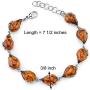 Baltic Amber Bracelet Sterling Silver Cognac Color Tear Drop Shape