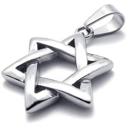 Jonline24h Polished Stainless Steel Necklace Lucky Star of David Pendant - Silver, 18-28inches Chain