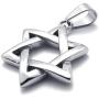 Jonline24h Polished Stainless Steel Necklace Lucky Star of David Pendant - Silver, 18-28inches Chain