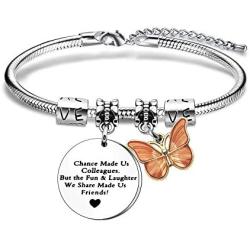 CAROMAY Coworker Bangle Bracelets Butterfly Pendant Colleague Friends Birthday Gift Farewell Christmas Jewelry for her