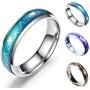 ToRhine Jewelry Ring Color Changing, Titanium Steel Mood Rings for Women and Men, Temperature Change Color Heartbeat ECG Engagement Ring