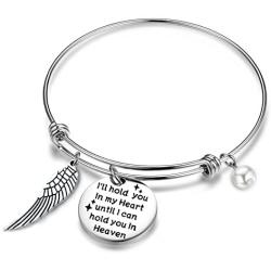 Gzrlyf I Will Hold You in My Heart Until I Hold You in Heaven Charm Memorial Bracelet Miscarriage Gift