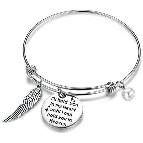 Gzrlyf I Will Hold You in My Heart Until I Hold You in Heaven Charm Memorial Bracelet Miscarriage Gift