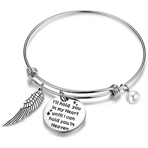 Gzrlyf I Will Hold You in My Heart Until I Hold You in Heaven Charm Memorial Bracelet Miscarriage Gift