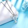 Besilver LGBT Lesbian Pride Necklace for Women Men 925 Sterling Silver Tansgender Gay Pride Earrings/Necklace Gay Pride Jewelry Gift