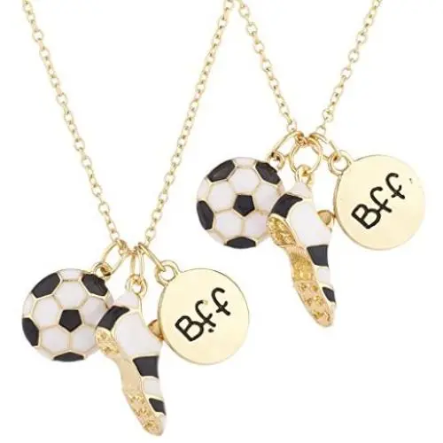 Lux Accessories BFF Best Friends Soccer Sports Charm Necklace Set 2PC Lux Accessories BFF Best Friends Soccer Sports Charm Necklace Set 2PC