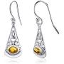 Purple Amethyst, Yellow Citrine, Green Emerald, Red Ruby, Brown Smoky Quartz 1.24 Ct Oval 925 Sterling Silver Dangle Earrings Christmas Gifts For Women By Orchid Jewelry